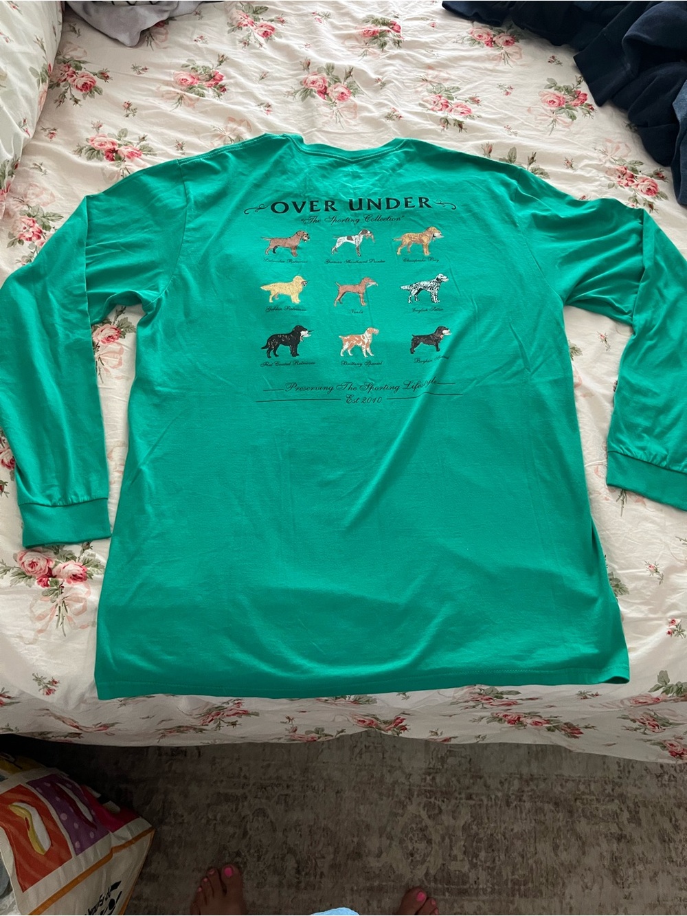 Over Under Teal Long Sleeve Graphic Tee - Dog Breed Print Large - Picture 2 of 5